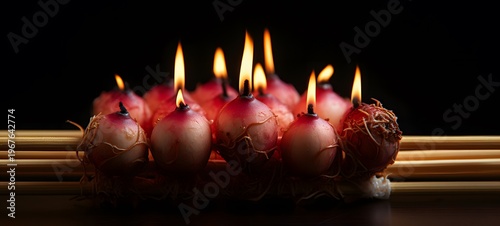 mangosteen shaped matchstick carving,generative AI