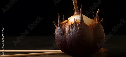 mangosteen shaped matchstick carving,generative AI