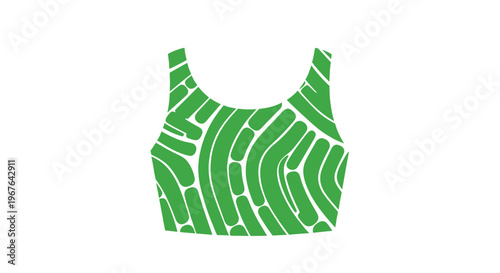Green Abstract Patterned Sports Bra on White Background
