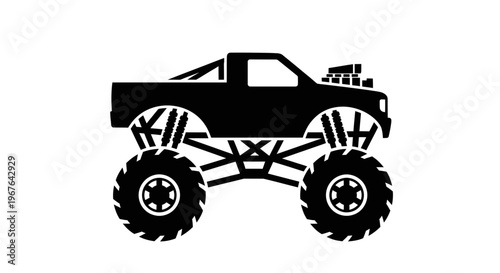 Monster Truck Silhouette Icon - Off-road Vehicle with Large Tires