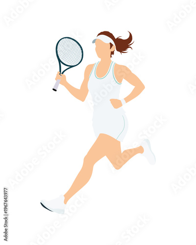 Flat vector people and illustration, woman with sporty tennis outfit