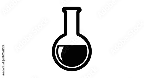 Laboratory flask icon, chemistry research, science experiment, liquid symbol