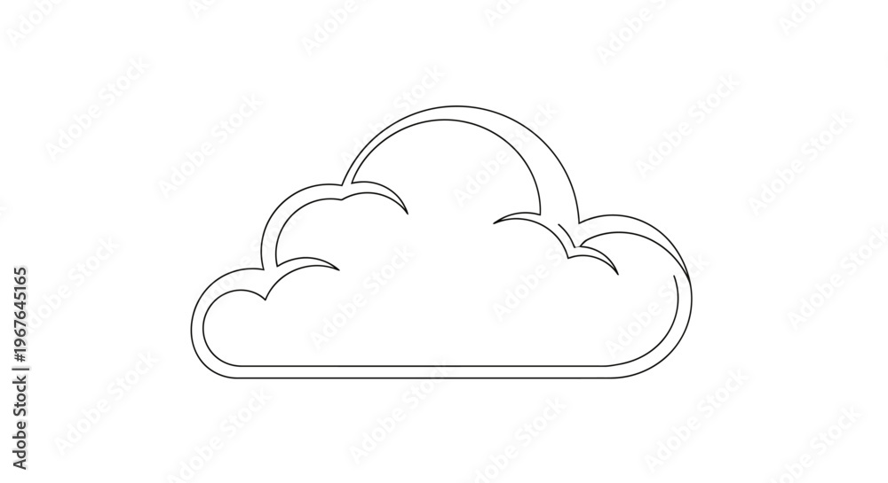 Fototapeta premium Simple Cloud Icon Line Drawing.