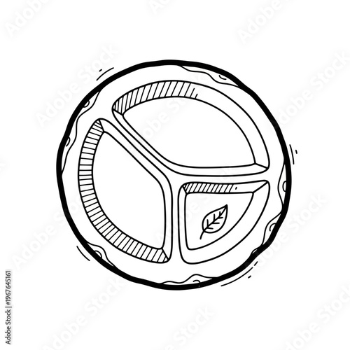 Hand-Drawn Sectioned Plate Doodle for Healthy Meal Portioning and Nutrition Planning