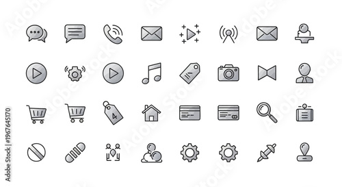 Collection of various web icons.
