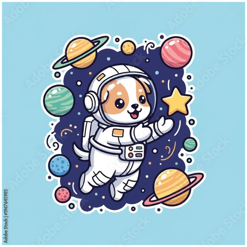 Cute dog in astronaut suit space 1.