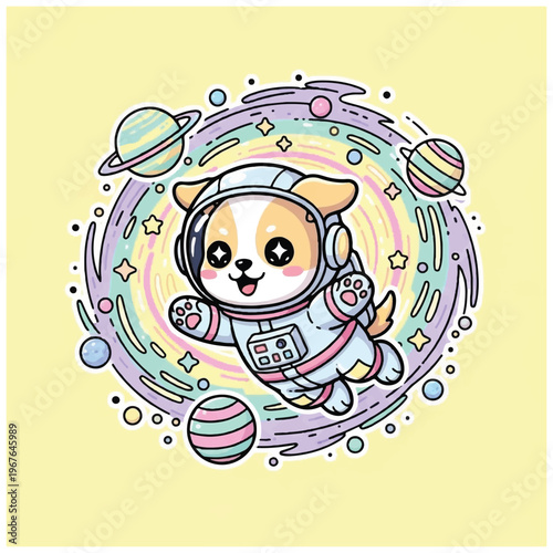 Corgi dog in astronaut suit space 1.