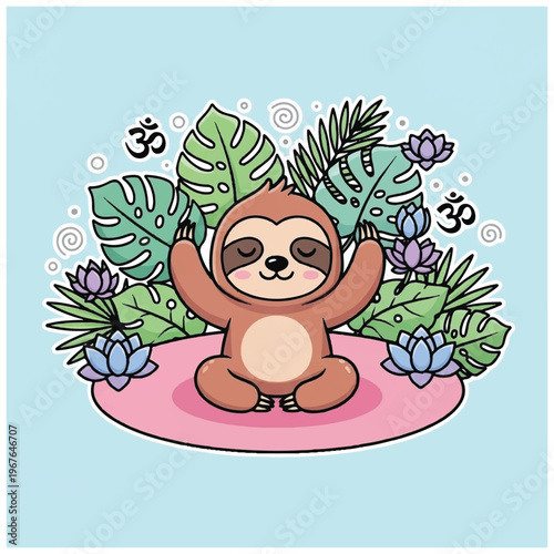 Sloth Sitting in Yoga Position.