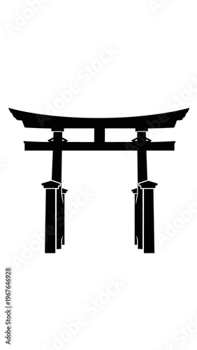 Traditional Japanese Torii Gate Silhouette.