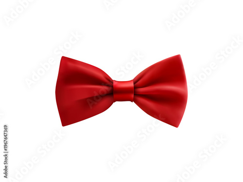 Elegant 3d realistic red bow tie closeup silk glossy bowtie for gentleman fashion accessory isolated stylish formal wear design template luxury apparel concept