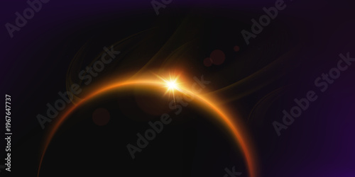 3d rendering earth from space sunrise horizon light rays glowing stars galaxy cosmic universe scene astronomy science background