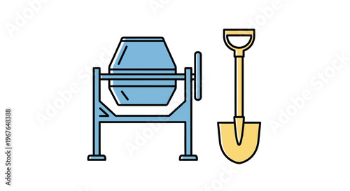 Cement Mixer and Shovel Equipment.