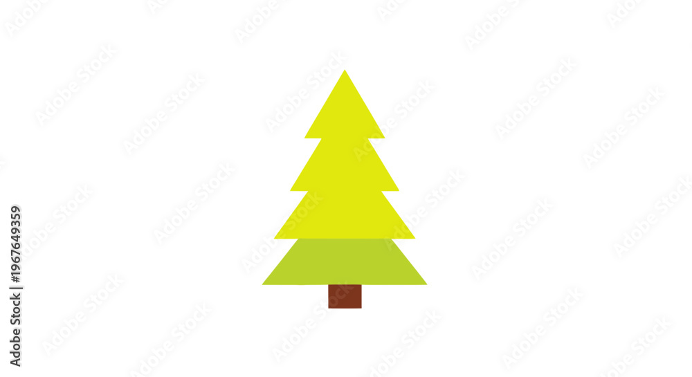 Obraz premium Stylized Christmas Tree Icon with Green Foliage and Brown Trunk on White Background