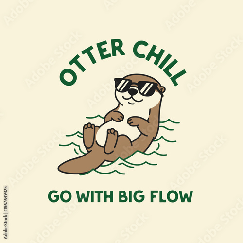 Otter wearing sunglasses in water relaxed.