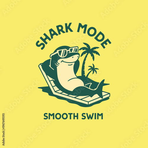 Shark wearing sunglasses on lounge chair.