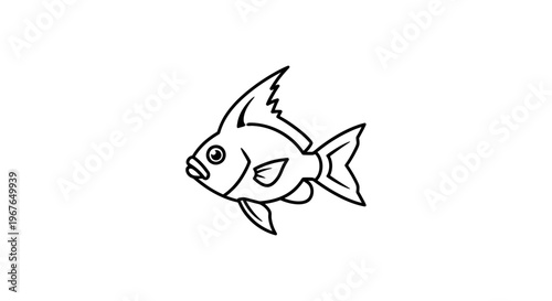 Detailed monochrome outline of a charming aquatic creature swimming playfully in ocean depths