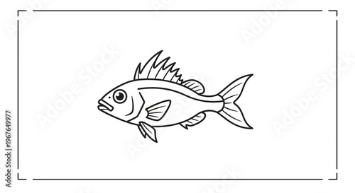 Minimalist aquatic creature line illustration for children's activities and marine education