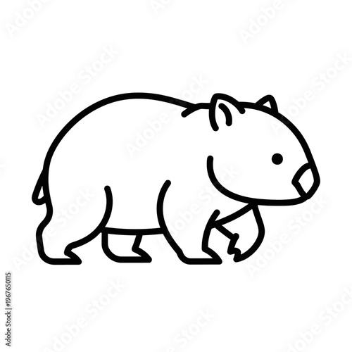Simple line drawing of a wombat walking, perfect for educational resources.