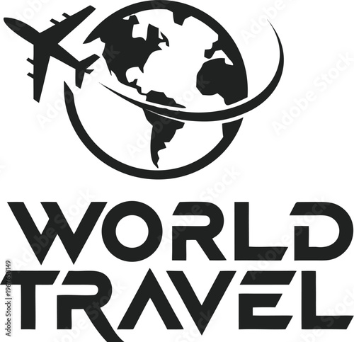 Global travel airplane route around world minimal silhouette vector isolated transparent background tourism adventure concept clean outline illustration