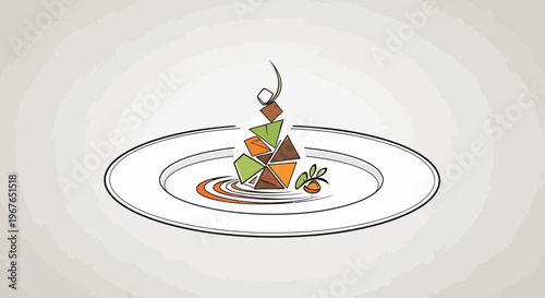 Abstract food art on a white plate