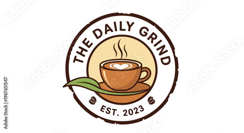 Coffee cup logo with steam and heart art