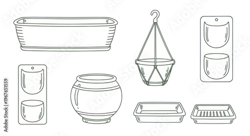 Collection of various garden planters and pots for plants.