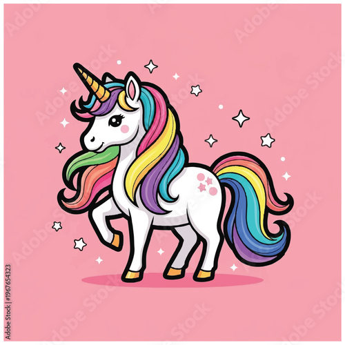 Colorful Unicorn with Rainbow Mane 2.