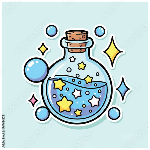 Magic potion bottle with stars.