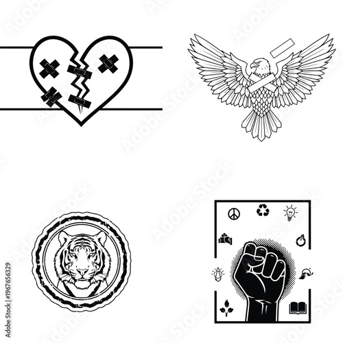 Abstract concept art and wildlife vector set