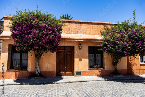 Facade of house in historic quarter of Colonia del Sacramento, Uruguay