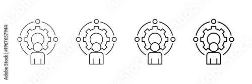 Habit Building Icons Vector Set In Different Stroke Line Style