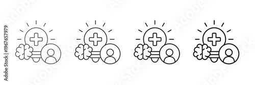 Positive Thinking Icons Vector Set In Different Stroke Line Style