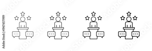 Confidence Speech Icons Vector Set In Different Stroke Line Style