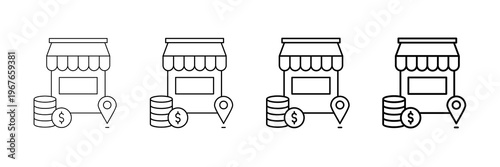 Local Business Icons Vector Set In Different Stroke Line Style