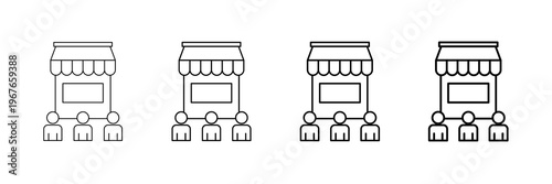 Sme Teamwork Icons Vector Set In Different Stroke Line Style