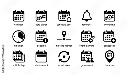 Calendar icons for event planning and scheduling