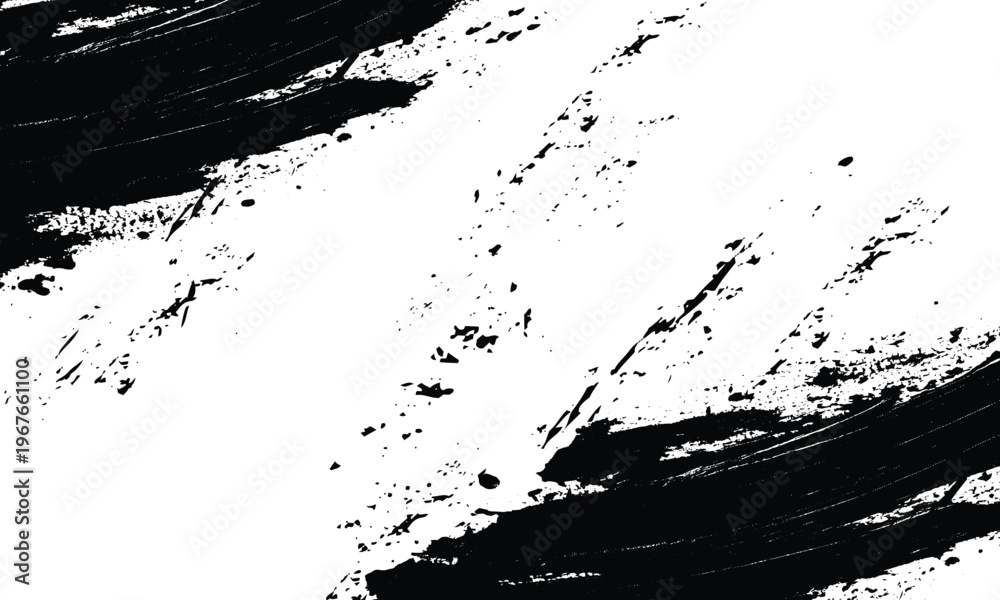 Naklejka premium Abstract black grunge texture of black paint. A layer for use in design. Vector brush grunge texture. design brush strokes. Overlay texture. Faded black-white dyed paper texture. Sketch grunge design.