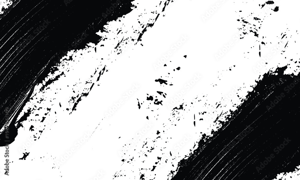 Fototapeta premium Abstract black grunge texture of black paint. A layer for use in design. Vector brush grunge texture. design brush strokes. Overlay texture. Faded black-white dyed paper texture. Sketch grunge design.