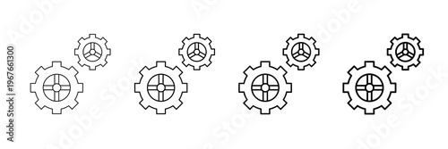 General Settings Icons Vector Set In Different Stroke Line Style