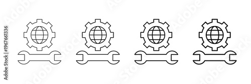 Network Settings Icons Vector Set In Different Stroke Line Style