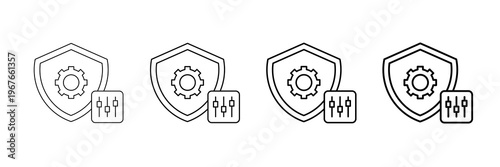 Security Settings Icons Vector Set In Different Stroke Line Style