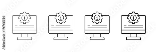 System Information Icons Vector Set In Different Stroke Line Style