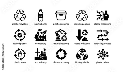 Plastic recycling icons: symbols of sustainable waste management and eco-friendly practices