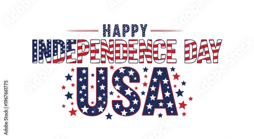 Happy Independence Day USA patriotic banner with stars and stripes.