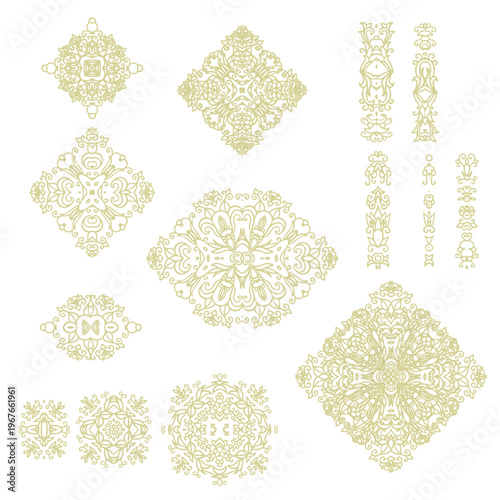Bild auf Leinwand Set of decorative elements - ornamental rosettes, mandala, ornamental vector bor