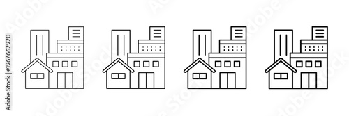 Urban Housing Icons Vector Set In Different Stroke Line Style
