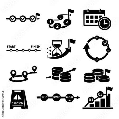 Assorted vintage kitchen and office tools and appliances illustration