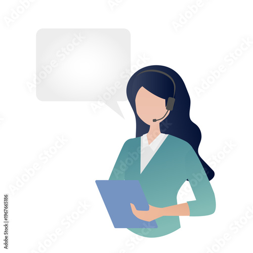 タブレットで案内する女性