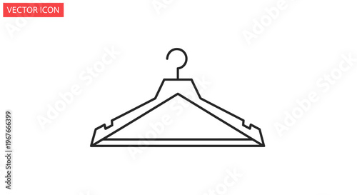 Black line art clothing hanger icon.