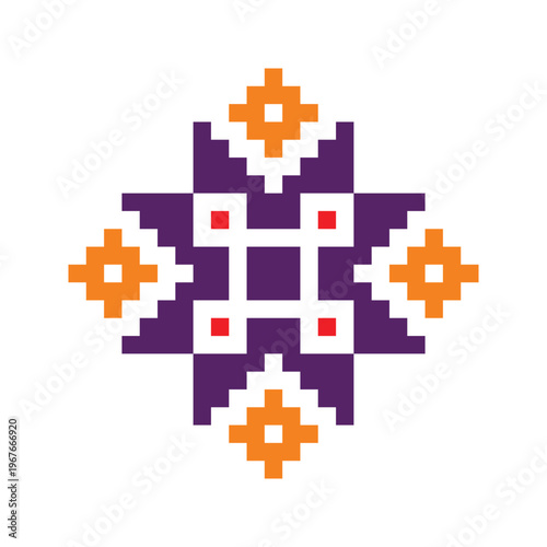 Geometric Pixelated Decorative Shape Ornament Design Element Illustration